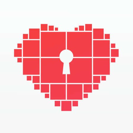 Heart with keyhole. Secret of the heart. Privacy. Lock heart. Illustration vectorのイラスト素材