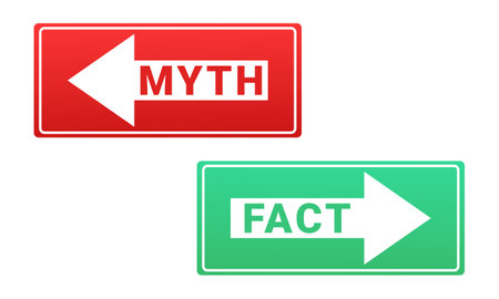 Facts myths sign with with arrow direction. Concept of thorough fact-checking or easy compare evidence. Illustration vectorのイラスト素材