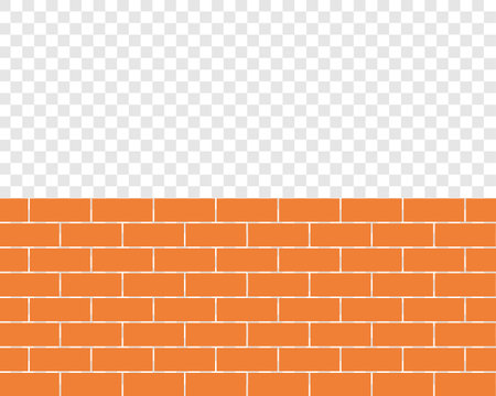 Brick wall background. Half the wall. Isolated on transparent background. Illustration vectorのイラスト素材