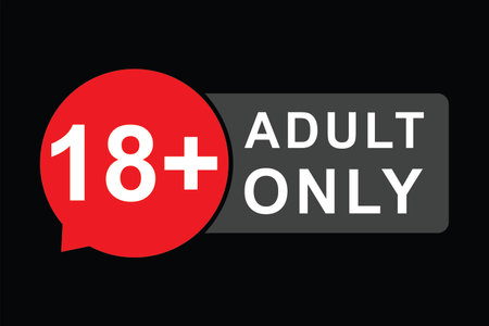 18 plus. Warning only for 18 years and over. Only for adults.. Isolated on dark background. Illustration vectorのイラスト素材