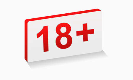 18 plus. Age restriction signboard. Adult only. Under eighteen years prohibition sign. Illustration vectorのイラスト素材