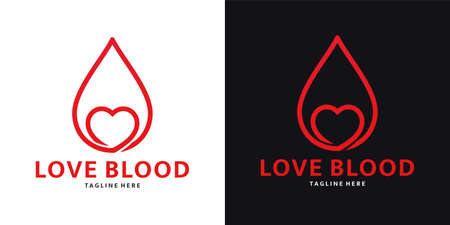 Heart blood logo. Blood love. Blood donation. Illustration vectorのイラスト素材