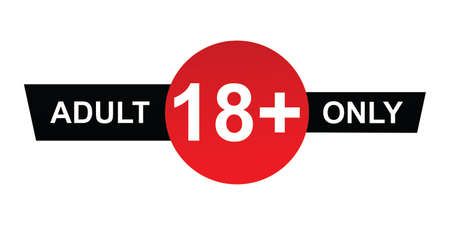 18 plus. Warning only for 18 years and over. Only for adults.. Isolated on white background. Illustration vectorのイラスト素材