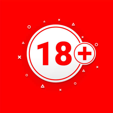 18 plus. Age restriction sign. Under eighteen years prohibition sign. Illustration vectorのイラスト素材