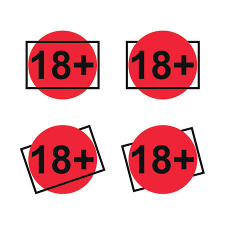 Set of 18 plus sign. Age restriction sign. Under eighteen years prohibition sign. Illustration vectorのイラスト素材