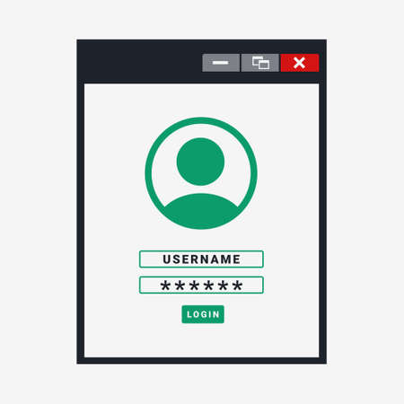 Login to account. Access password security in a pop up window. Verification code. Private authorization sign. Authentication login from system. Illustration vectorのイラスト素材