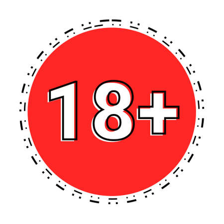 18 plus sign. Warning only for 18 years and over. Adult only. Illustration vectorのイラスト素材