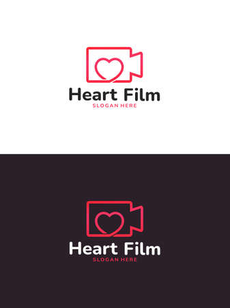 Heart film logo. Love movie design. Creative logo design for movie, film, cinema and television industry. Illustration vectorのイラスト素材