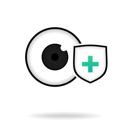 Healthy eye protection. Eye ball with health shield. Eye treatment Illustration vectorのイラスト素材