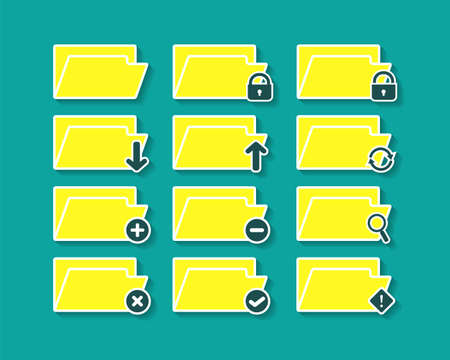 Set of folder icon. File catalog, File manager or Storage Illustration vectorのイラスト素材