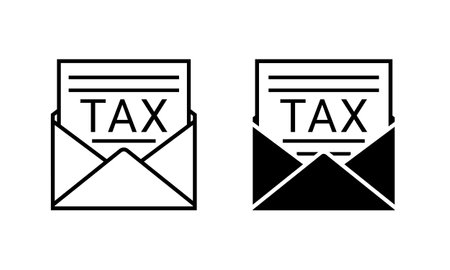 Tax letter, email or message. Tax document in an open envelope. Illustration vectorのイラスト素材