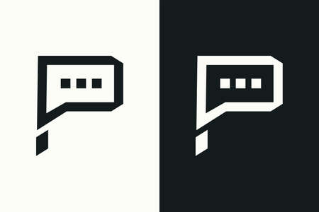 P chat logo. Letter p bubble chat logo. Illustration vectorのイラスト素材