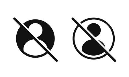 Blocked user. Block contact icon. Profile icon crossed out. Illustration vector.のイラスト素材