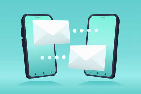 Sending message, email process concept with smartphone. Send and received sms. Illustration vectorのイラスト素材