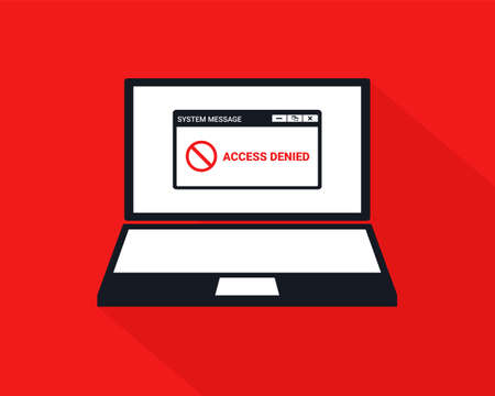 Access denied sign on a laptop screen. Restricted and prohibition forbidden access design concept. Illustration vectorのイラスト素材