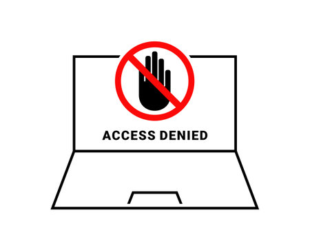 Access denied sign on a laptop screen. Restricted and prohibition forbidden access. Not allowed design concept. Illustration vectorのイラスト素材