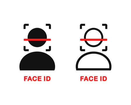 Face id icon. Facial scanner. Illustration vectorのイラスト素材