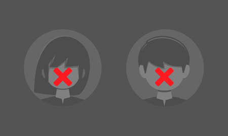 Blocked user. Faceless profile with cross sign x. Illustration vector.のイラスト素材