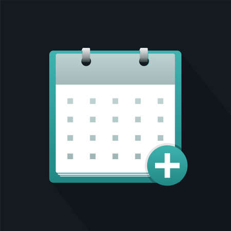 Calender with add icon. Add new appointment on calender. Event planner reminder with plus sign. Illustration vectorのイラスト素材