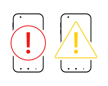 Phone with exclamation mark. Alert message smartphone. Illustration vectorのイラスト素材
