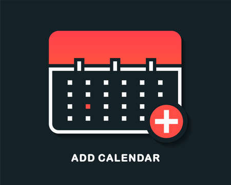 Calender with add icon. Add new appointment on calender. Event planner reminder with plus sign. Illustration vectorのイラスト素材