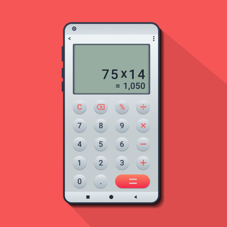 Mobile phone with calculator app. Illustration vector.のイラスト素材