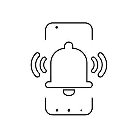 Smartphone with notification bell icon. Alarm clock, reminder. Illustration vectorのイラスト素材