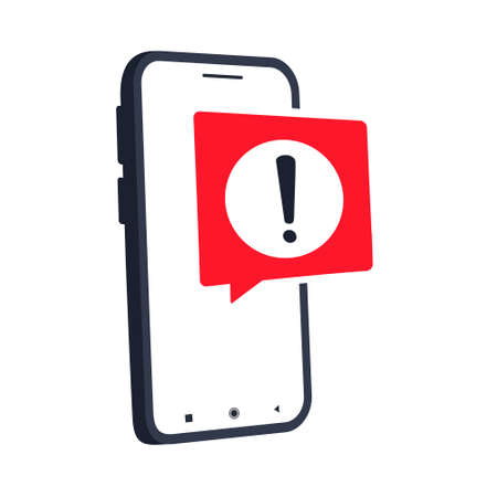 Smartphone alert notification. Exclamation symbol. Illustration vectorのイラスト素材