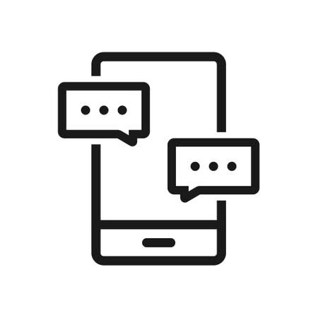 Chat messages notification mobile phone icon. Online talking, speak, conversation, dialog concept. Illustration vectorのイラスト素材