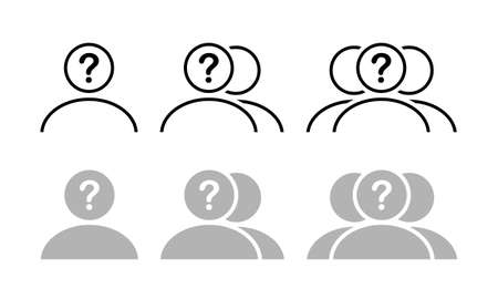 User profile with question icon. Unknown person, group suspect concept. Illustration vectorのイラスト素材