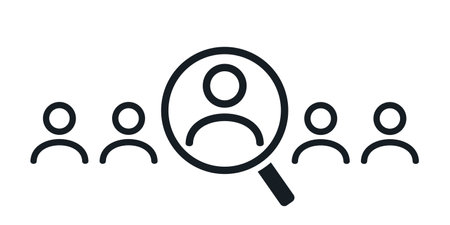 Employee search icon. Hiring worker, recruiting. Find user. Illustration vector