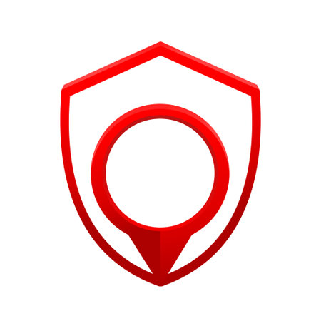 Shield pin point. Shield location. Illustration vectorのイラスト素材