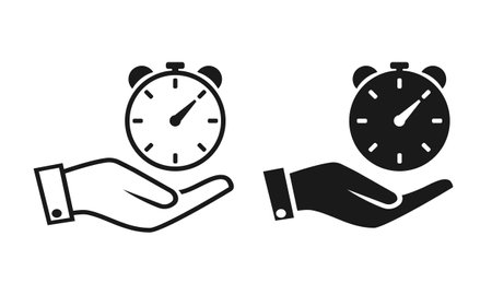 Safe time. Hand with clock icon. Illustration vectorのイラスト素材