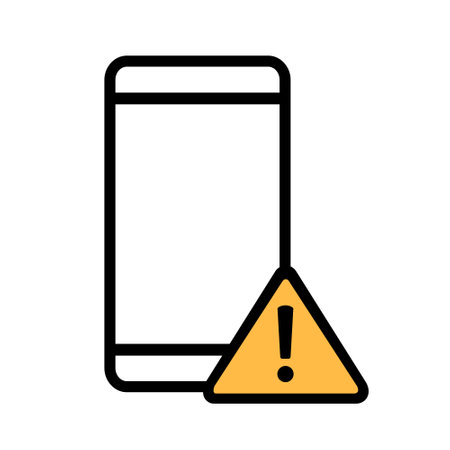 Mobile phone warning notification. Smartphone with exclamation mark. Illustration vectorのイラスト素材
