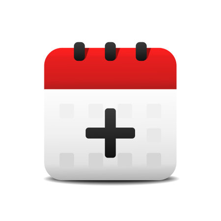 Calender with add symbol. Create new appointment on calender. Event planner reminder with plus sign. Illustration vectorのイラスト素材