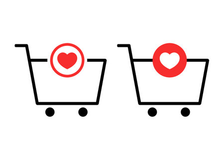 Shopping cart love heart icon. Illustration vectorのイラスト素材