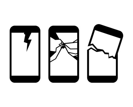 Phone broken screen. Illustration vectorのイラスト素材