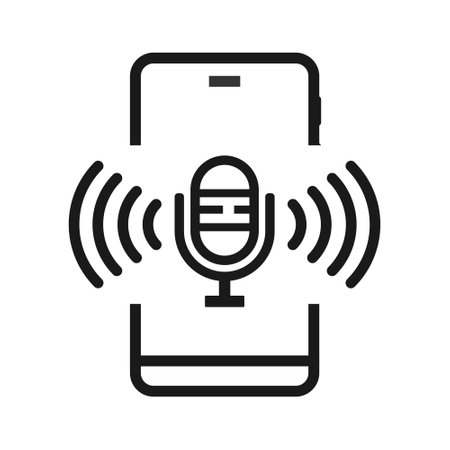 Smartphone with microphone icon. Vector illustrationのイラスト素材
