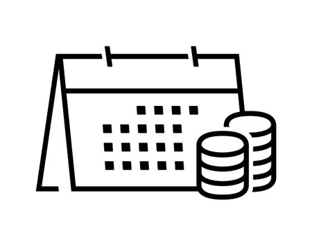 Calendar with money coin icon. Tax and payment. Illustration vectorのイラスト素材