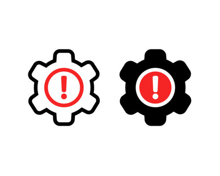 Setting icon with exclamation mark. Vector illustrationのイラスト素材