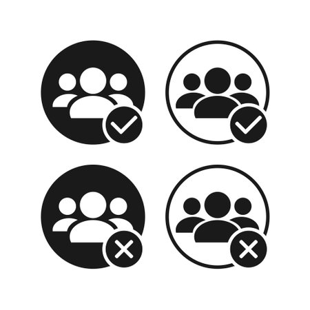 User group icon with checkmark and cross sign. Vector illustrationのイラスト素材