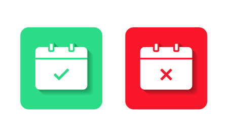 Calender with check mark. Schedule approved or canceled. Vector illustrationのイラスト素材