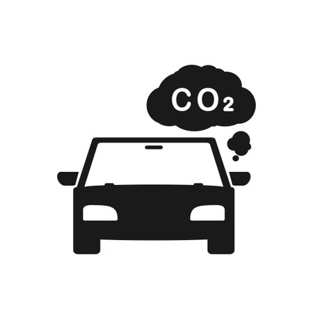 Car emits carbon dioxide Co2. Vector illustrationのイラスト素材