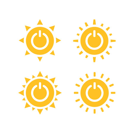 Power start with sun icon. Vector illustrationのイラスト素材