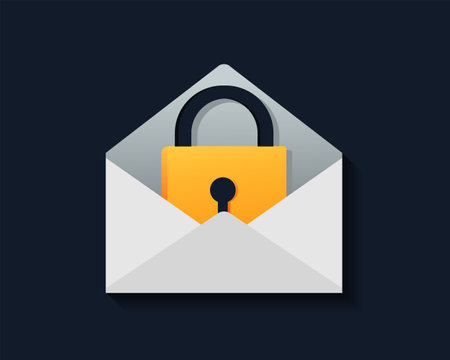 Mail lock. Secure email protection sign symbol. Vector illustrationのイラスト素材