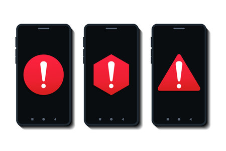 Warning alert on mobile phone screen. Vector illustrationのイラスト素材