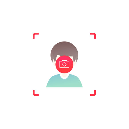 Open camera. Facial scanning, recognize person. Illustration vectorのイラスト素材