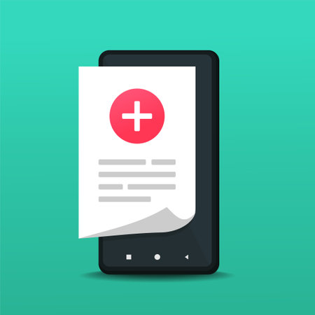 Medical document on mobile phone screen. vector illustrationのイラスト素材