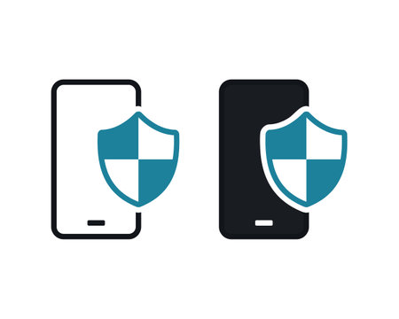 Mobile phone security shield. Vector illustrationのイラスト素材