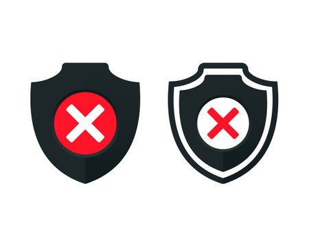 Shield cross mark. Vector illustrationのイラスト素材
